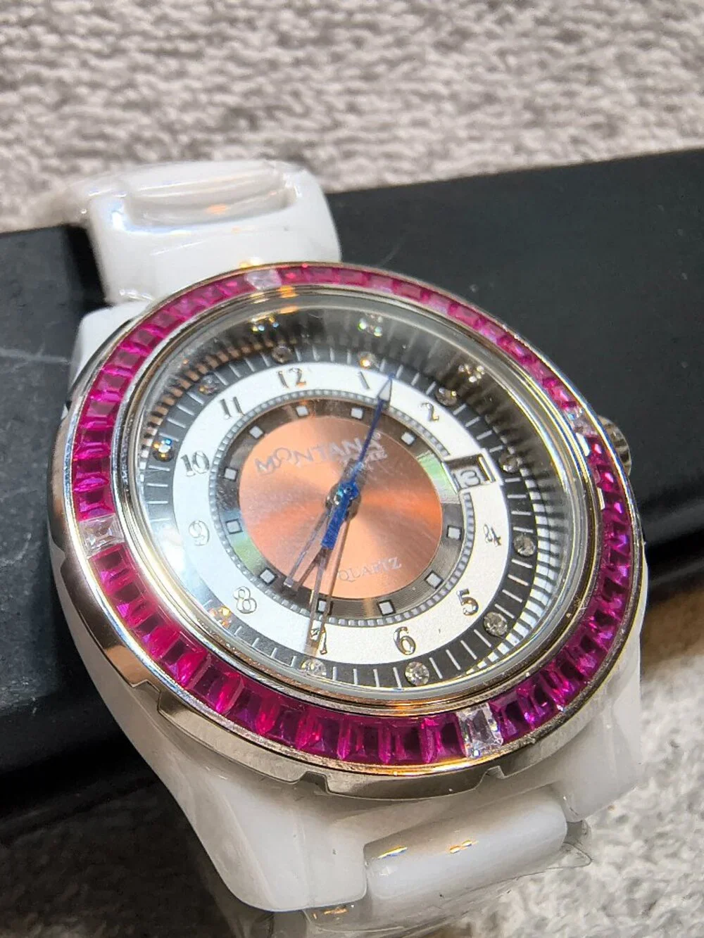 Montana Silversmiths Watch Purple Crystal Ring Dial Date  display picture 1